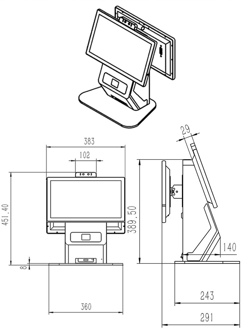 RFID ch’ikhi servicio 15,6 pulgadas Android escritorio doble pantalla jiskt’aña maquina RFID autoservicio inducción doble pantalla táctil jiskt’aña maquina