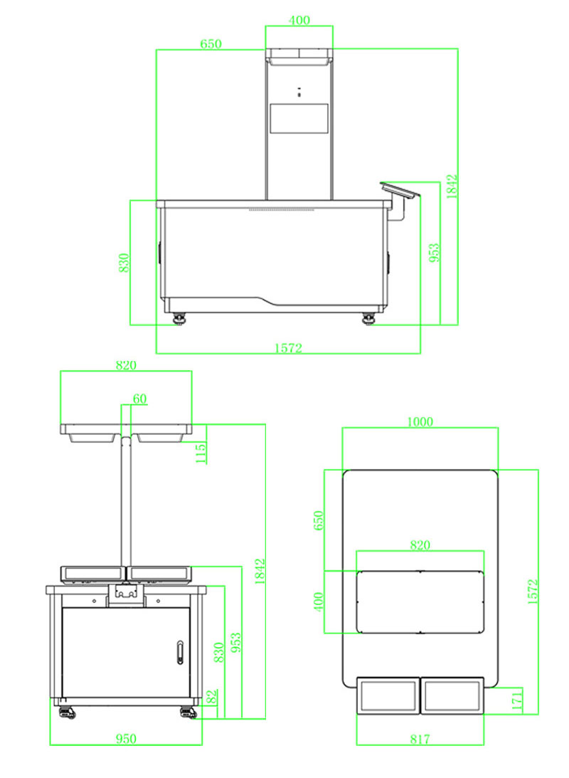 RFID smart restaurant vertical dual-channel dining table face recognition AI analysis fast induction weighing intelligent settlement dining machine