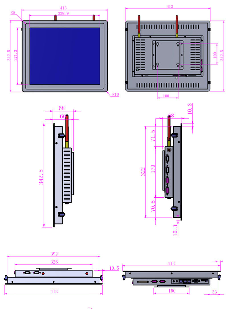RFID industrial control computer 17 inch embedded industrial control touch all-in-one machine waterproof and dustproof high and low temperature resistant industrial information board